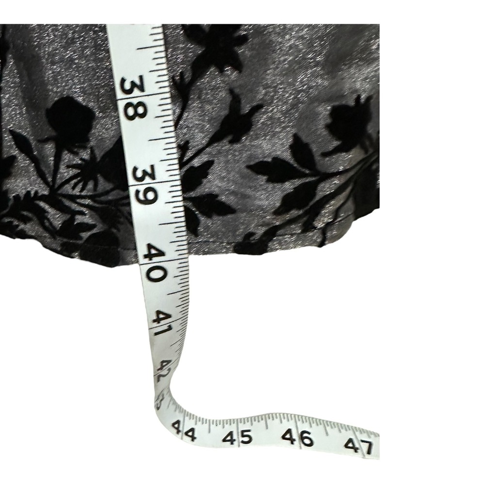 Vtg Ronni Nicole Metallic Silver Floral Flocked Maxi Skirt Size 12 Made In USA - Picture 5 of 7